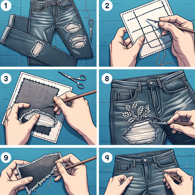 Step-by-Step Tutorial on Repairing Jeans with Sashiko Style Patches